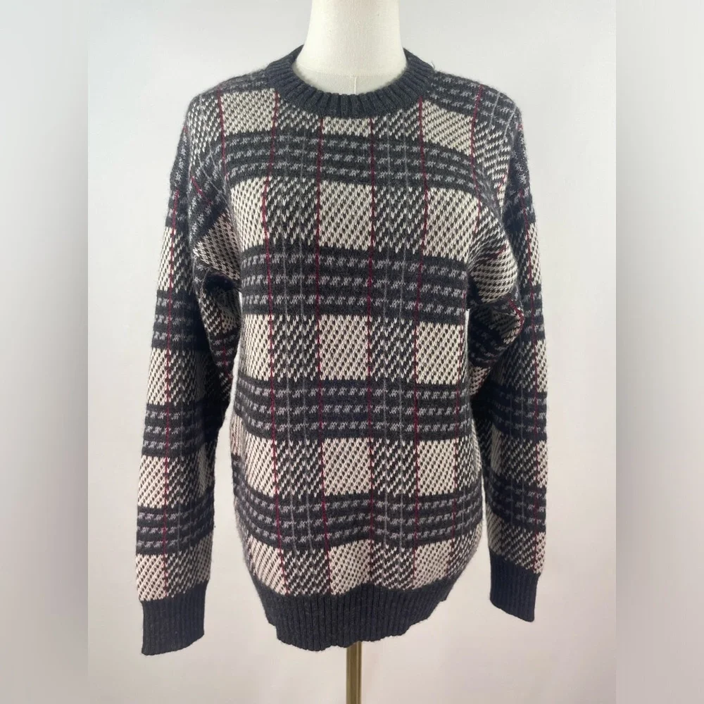 ✨ Rare Vintage 80s/90s BALENCIAGA Paris Wool Plaid Crewneck Sweater Size FR 6✨